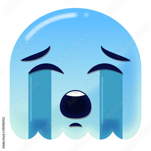Emoji heulend - 3D - blauer Geist