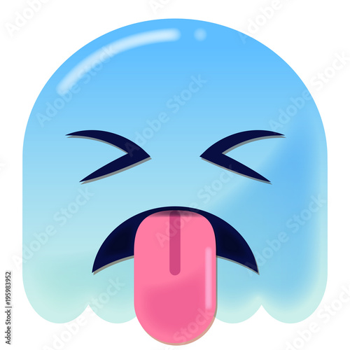 Emoji angewidert - 3D - blauer Geist