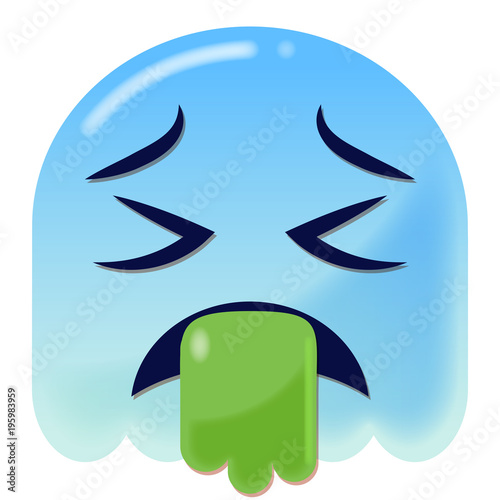 Erbrechen Emoticon - 3D - blauer Geist