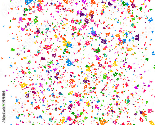 Carnaval or Festival Confetti. Colorful confetti pieces. Celebration party or Holiday background. Flying colorful glitter particles. Decoration pattern. Vector