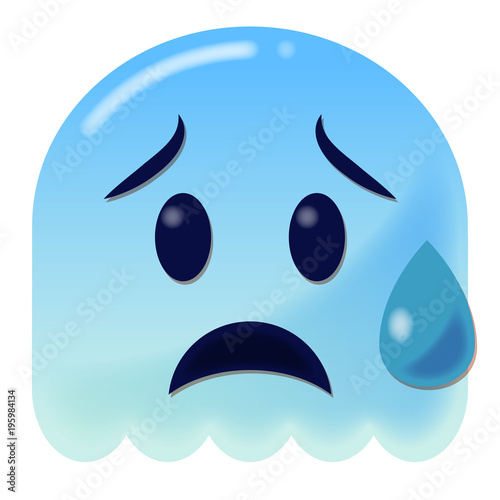 Emoji traurig - 3D - blauer Geist