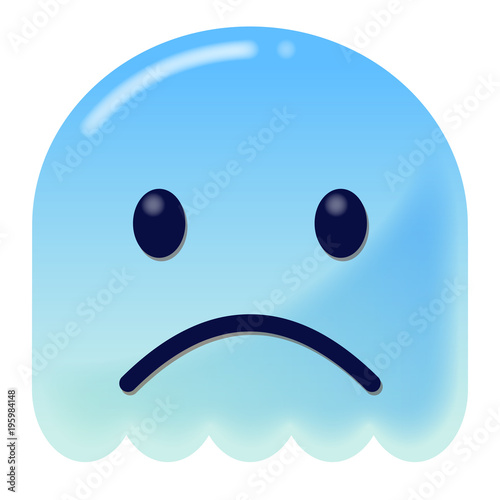 unglückliches Emoticon - 3D - blauer Geist