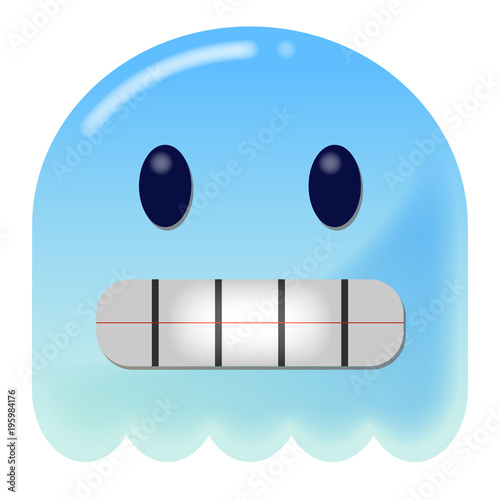 Emoji grinsend - 3D - blauer Geist