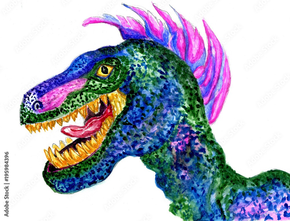Naklejka premium Cartoon Velociraptor Art