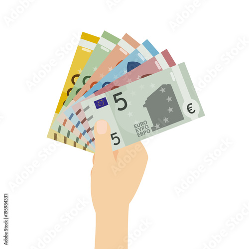 Hand hält mehrere Euro-Geldscheine