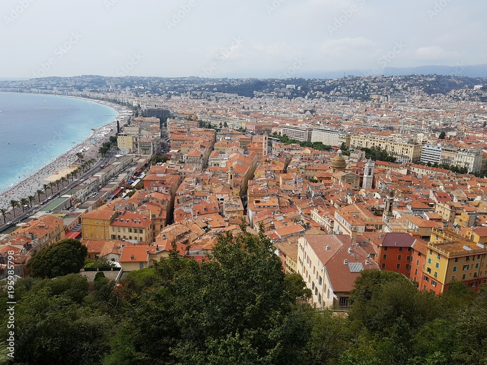 Old town red roofs of Nice in France