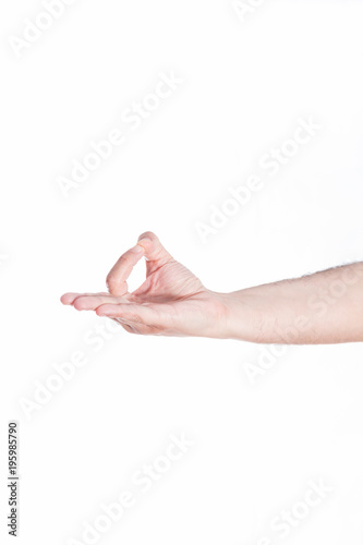Hand gesturing Gyana mundra, on white background. photo