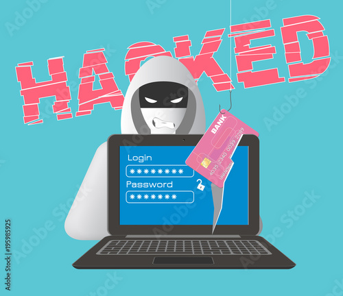 Hacked computer theme with hacker