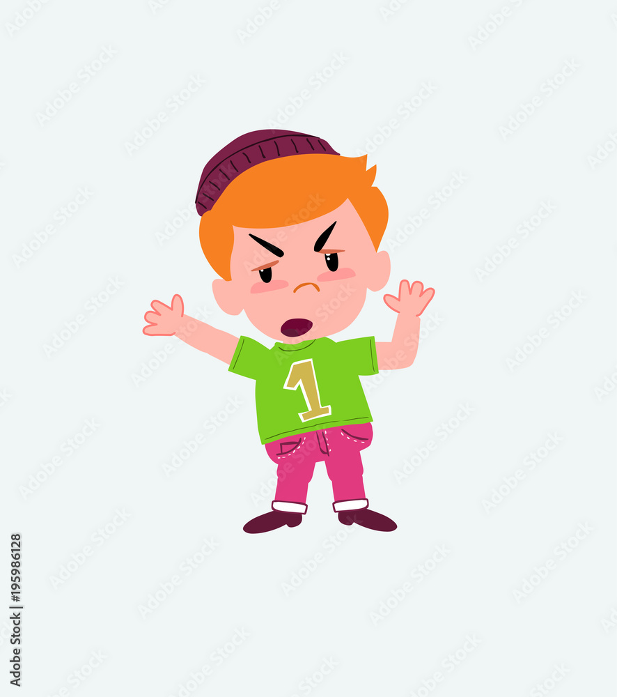 Hipster boy argues something with a gesture of discontent. Hipster boy argues something with a gesture of discontent.