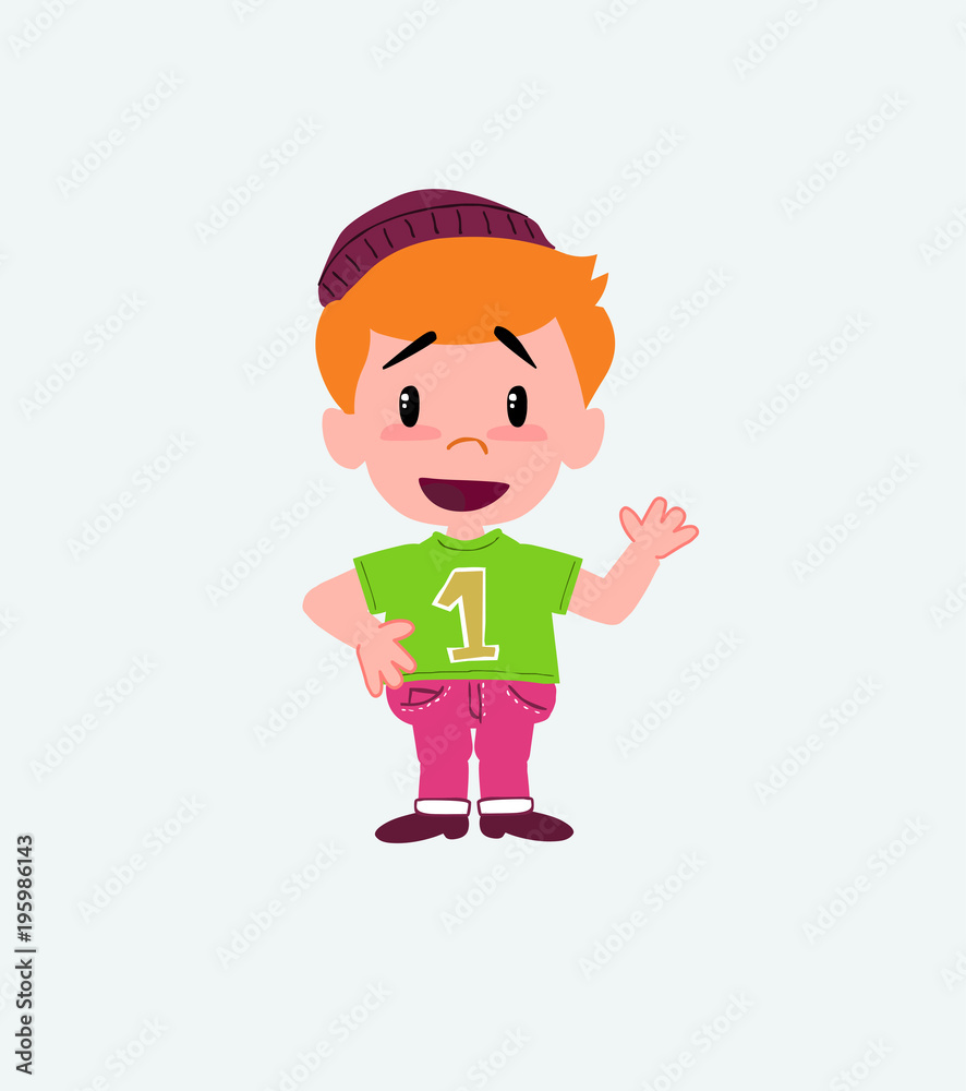 Hipster boy waving, happy. Hipster boy waving, happy.