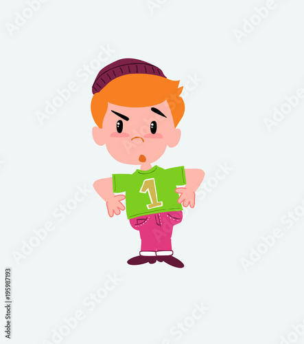 Hipster boy with an expression of unpleasant surprise.