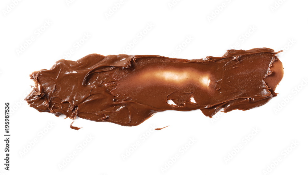 Cream chocolate spreading isolated on white background, with clipping path, top view Cream chocolate spreading isolated on white background, with clipping path, top view