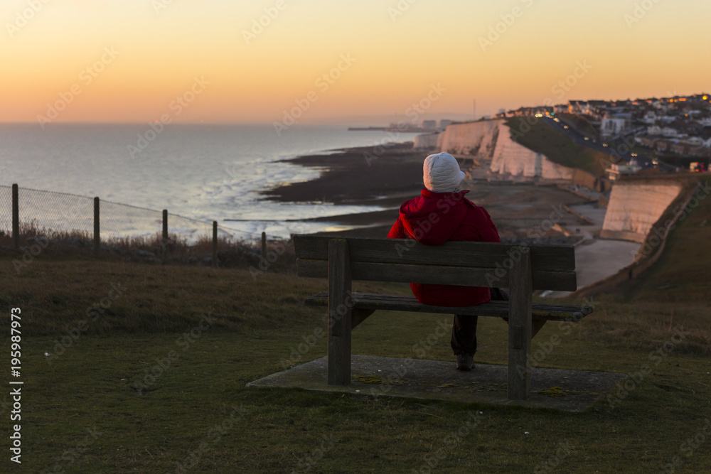 The Seven Sisters is a series of chalk cliffs by the English Channel. They form part of the South Downs in East Sussex, between the towns of Seaford and Eastbourne in southern England. 