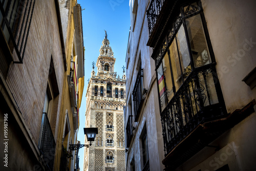 The Giralda, bell tower of the Cathedral of Seville in Seville, Andalusia, Spain © Massimo Santi