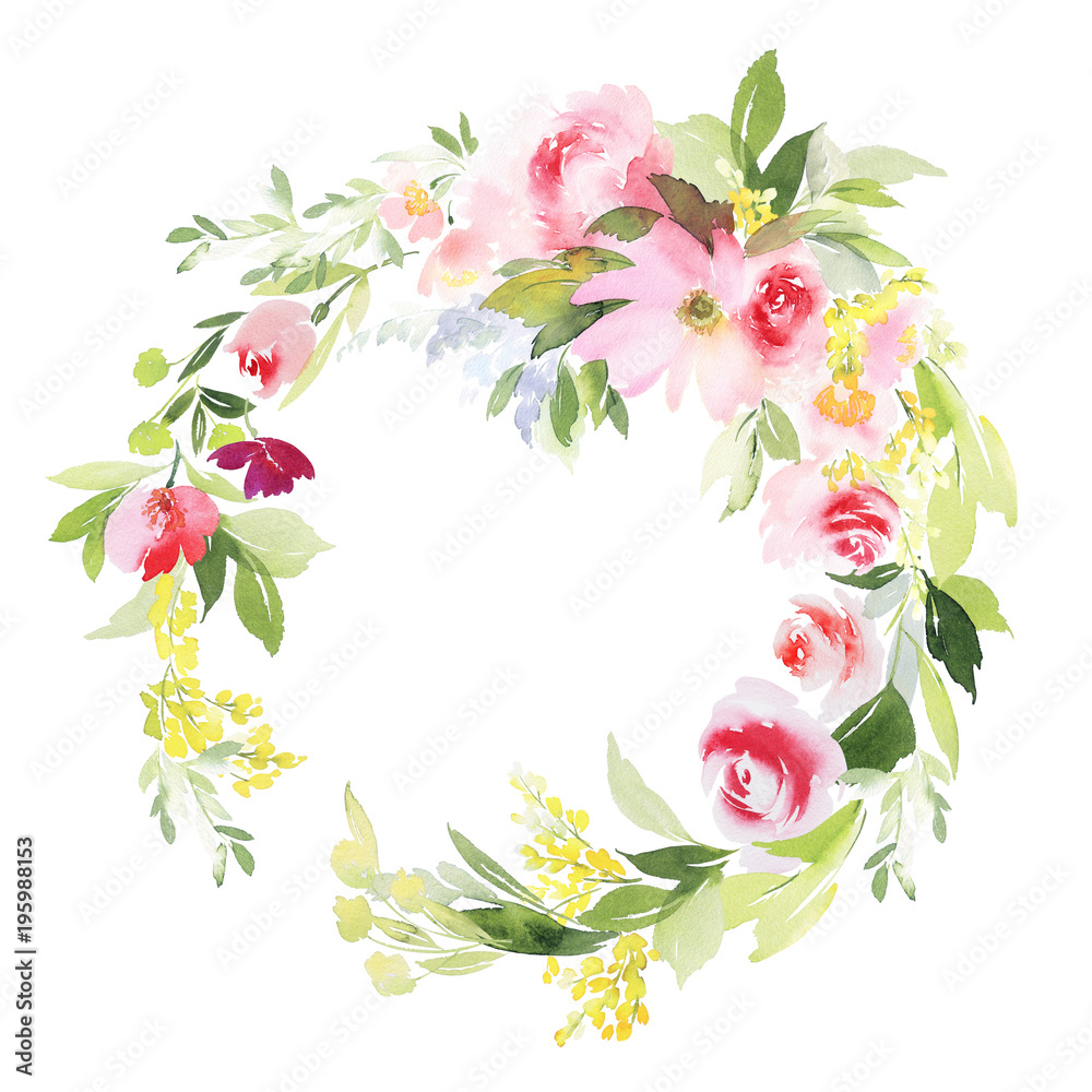 Obraz premium Greeting card with watercolor flowers handmade.