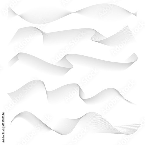 Abstract waves. Geometric striped ornament with smooth transitions from one line to another. Web elements border collection. Transparent soft wave. Vector illustration