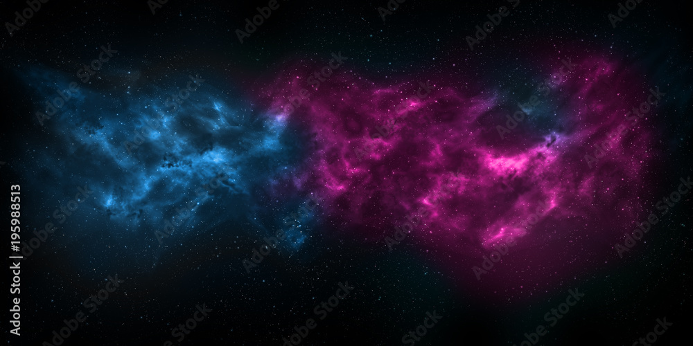 Night sky with stars and nebula. Blue and pink colors. Using for Space star background or space concept