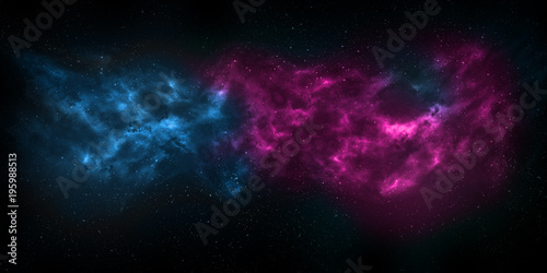 Fototapeta Naklejka Na Ścianę i Meble -  Night sky with stars and nebula. Blue and pink colors. Using for Space star background or space concept