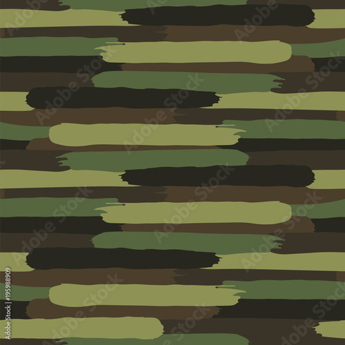 Woodland Camouflage. Formless spotted pattern of ragged strips. Seamless vector army camouflage in the green scheme.