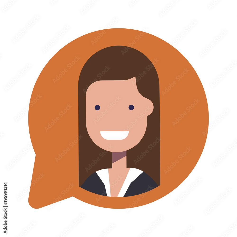 Avatar businesswoman or manager. Social icon in the speech bubble. Flat vector illustration isolated on white background. Avatar businesswoman or manager. Social icon in the speech bubble. Flat vector illustration isolated on white background.
