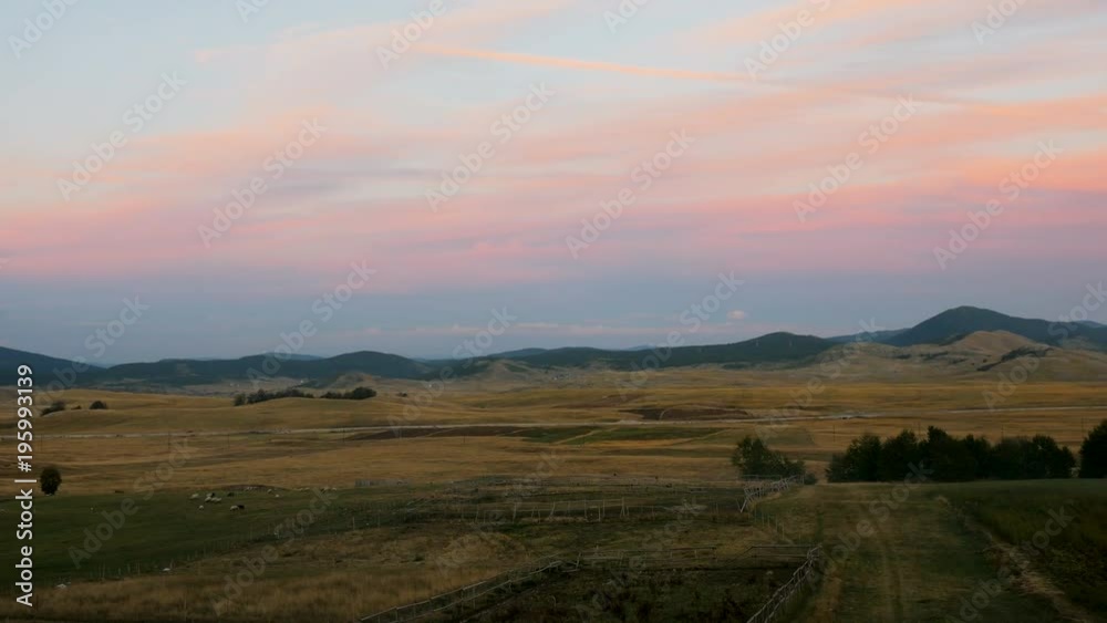 morning field with mountains in Durmitor Park is located in Montenegro morning field with mountains in Durmitor Park is located in Montenegro