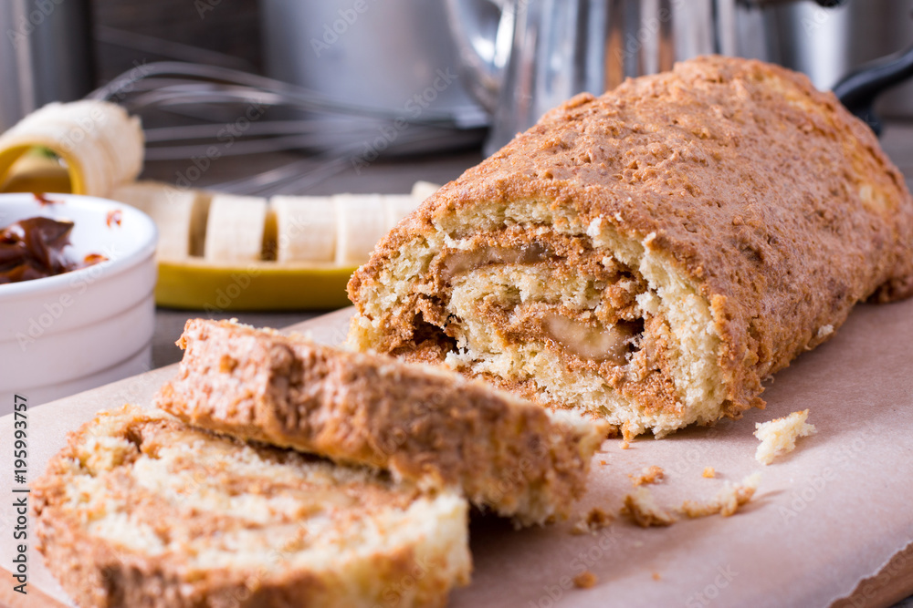 Homemade biscuit roll with cream