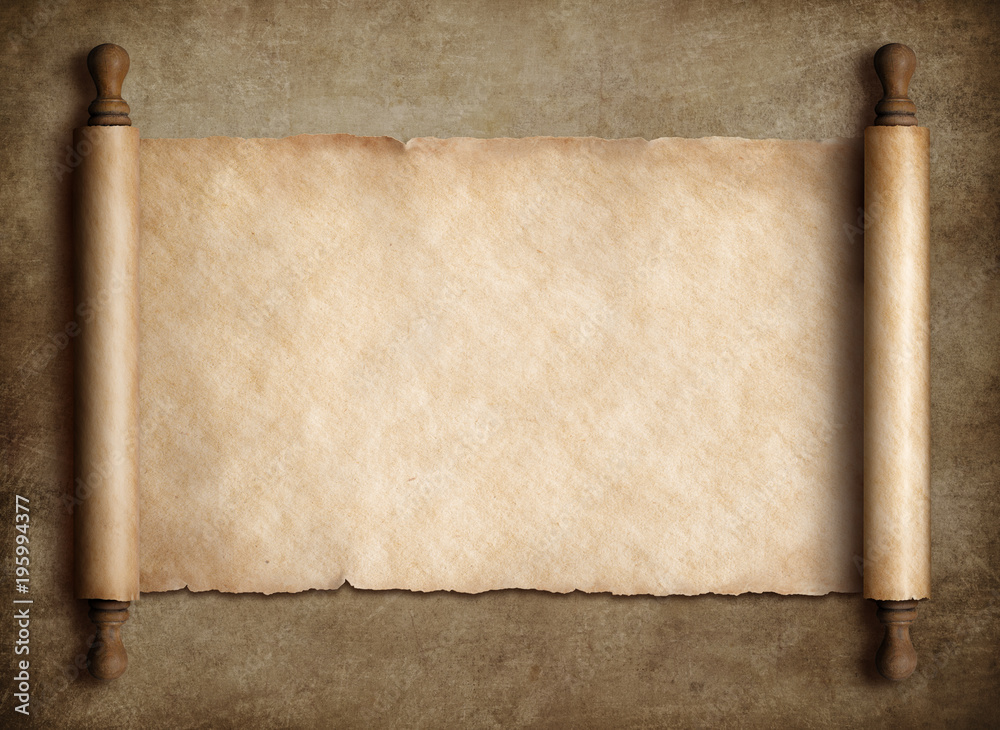 Fotografia do Stock: Ancient scroll parchment over old paper background |  Adobe Stock