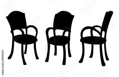 Vector drawing. Wooden chairs with armrests