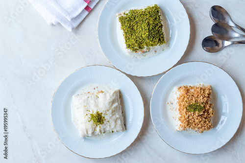 Turkish Milk Dessert Sutlava made with Gullac and Dairy Baklava Dough