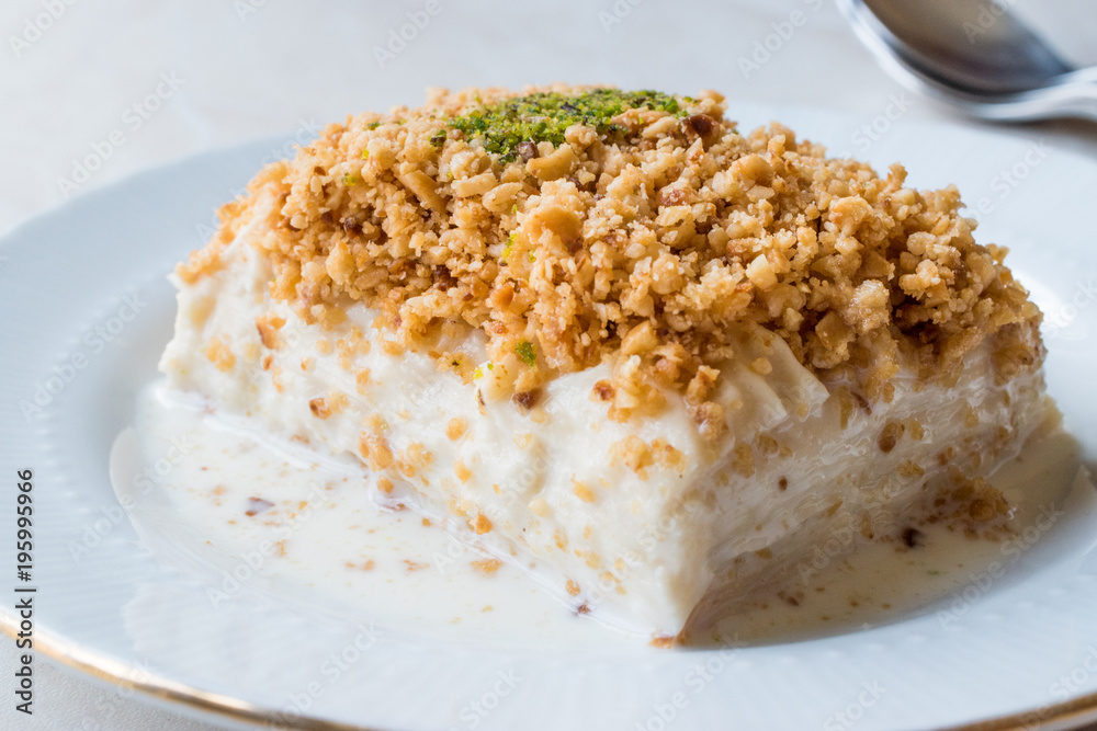 Turkish Milk Dessert Sutlava made with Gullac and Dairy Baklava Dough Turkish Milk Dessert Sutlava made with Gullac and Dairy Baklava Dough