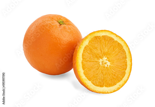fresh ripe orange on a white background