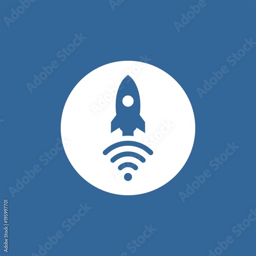 High speed wi fi flat vector icon. Rocket flat vector icon. Wifi flat vector icon