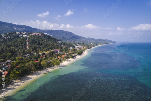 great aerial drone flight over beautiful beach and sea in thailand, koh samui © epiximages
