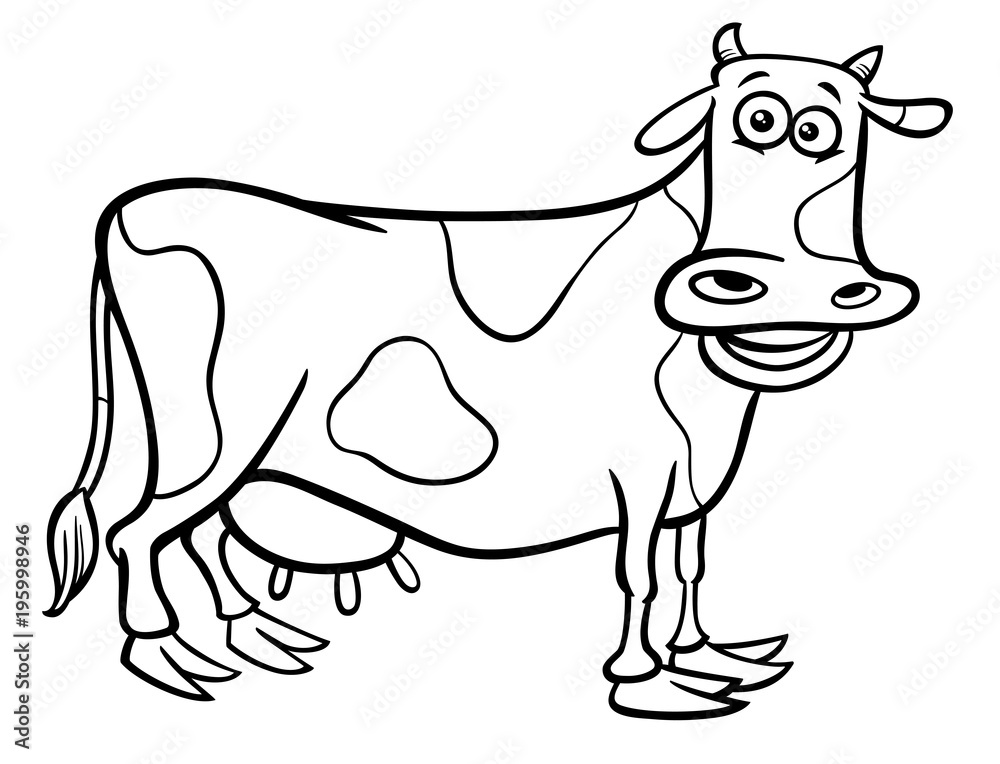 cow farm animal character cartoon color book Stock Vector | Adobe Stock