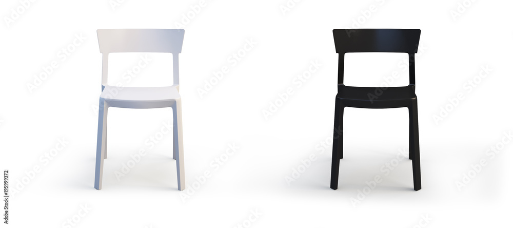 Fototapeta premium Modern white and black chairs. 3d render