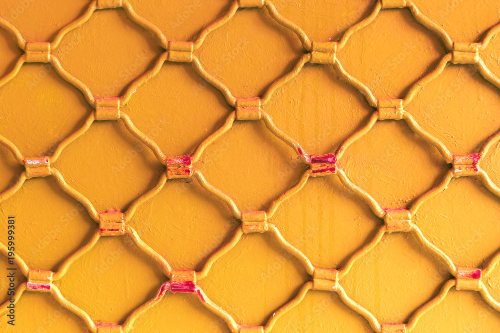 Fototapeta premium Orange metal grid, background, texture