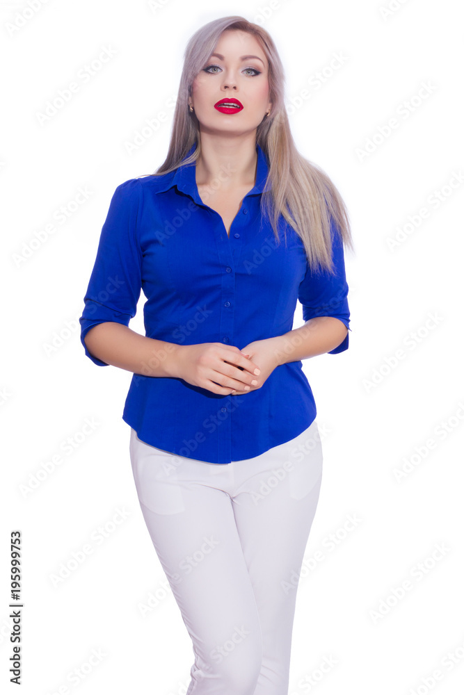 girl in blue shirt
