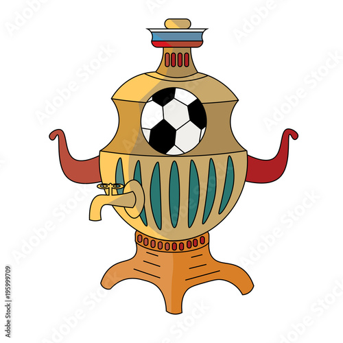 Football Russia a samovar with colorful patterns