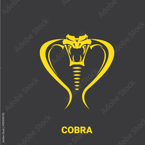 vector dangerous cobra snake head with hood logo design template. danger king cobra icon. viper orange silhouette isolated