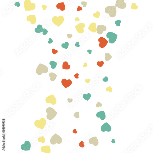 Vector Confetti Background Pattern.  Element of design.  Colored hearts on a white background
