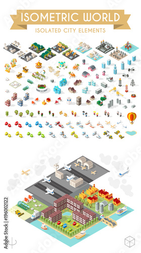 Build Your Own City . Set of Isolated Minimal City Vector Elements on White Background
