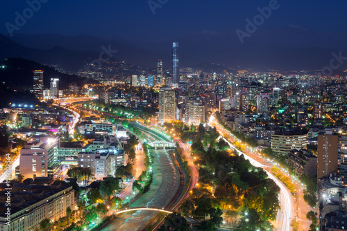 Fototapeta Naklejka Na Ścianę i Meble -  Panoramic view of Providencia and Las Condes districts, Santiago de Chile