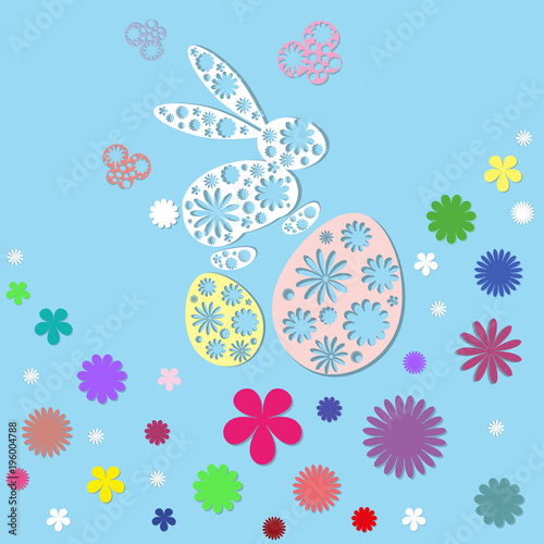 easter paper cut, vector illustration