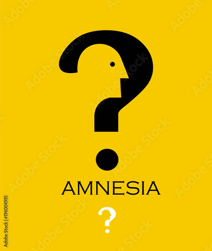Amnesia.dementia, loss, memory.
head shaped by negative space of question mark.