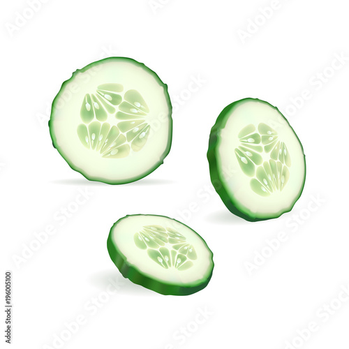 Cucumber slice set with shadow