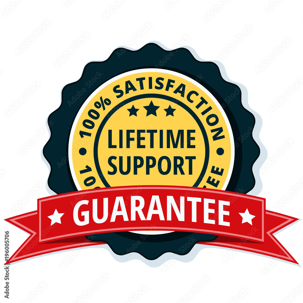 Lifetime Support guarantee label illustration Lifetime Support guarantee label illustration