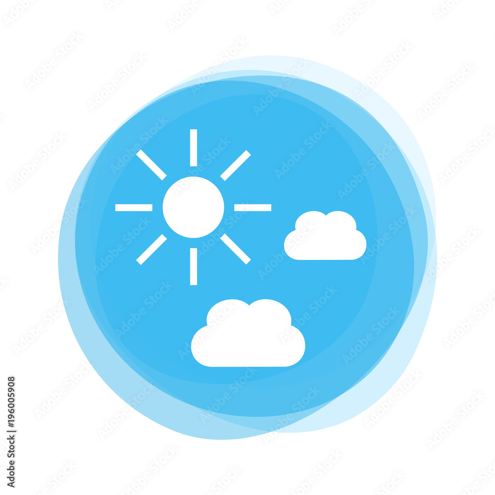 Weiße Wolken udn Sonne auf hellblauem Button Weiße Wolken udn Sonne auf hellblauem Button