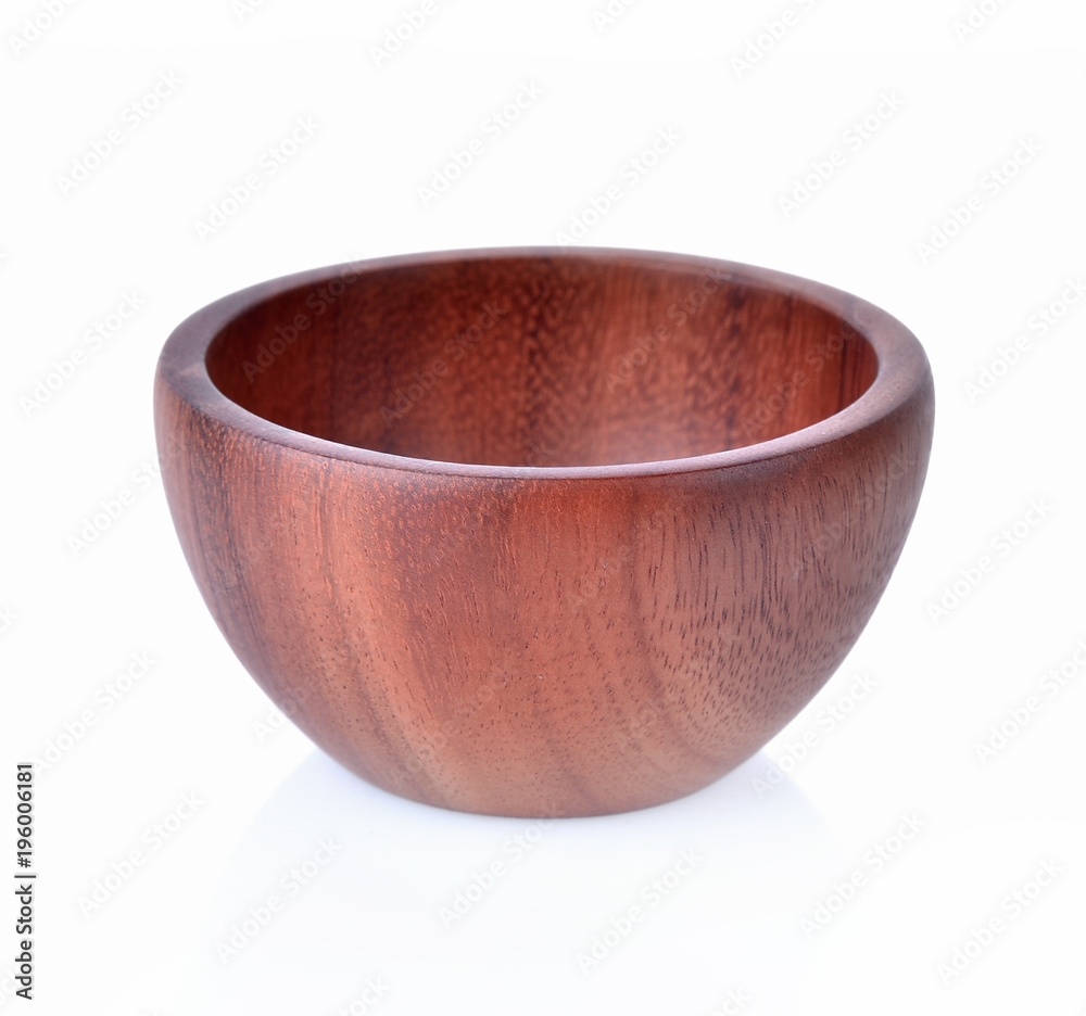 Wood bowl empty on white background Wood bowl empty on white background