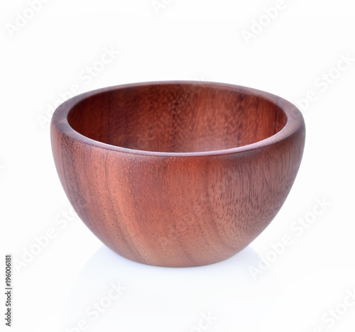Wood bowl empty on white background