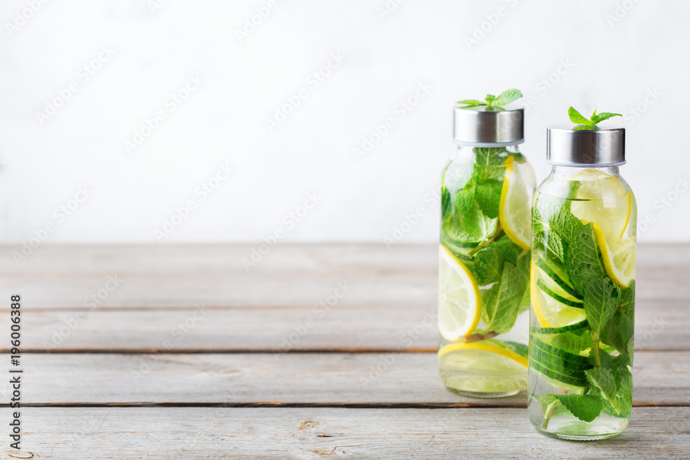 Fresh cool lemon cucumber mint infused water detox drink Fresh cool lemon cucumber mint infused water detox drink